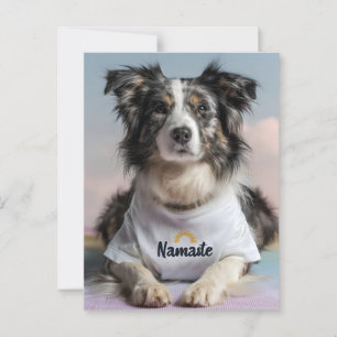 Cute Dog in a "Namaste" T-Shirt on a Yoga Mat Postcard