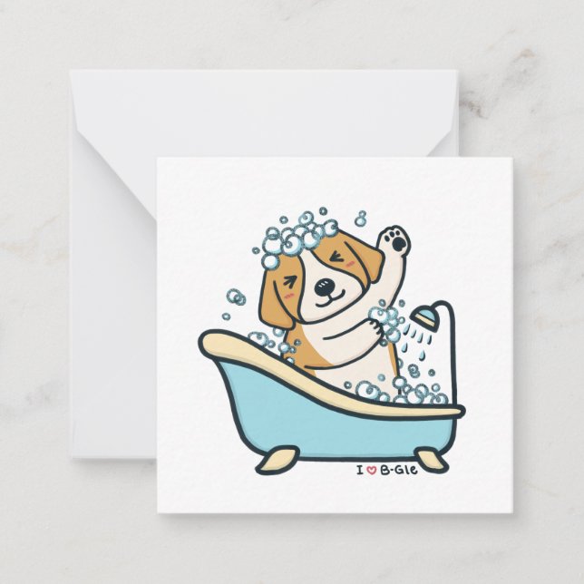 Cute Dog in a Shower Illustration Card (Front)
