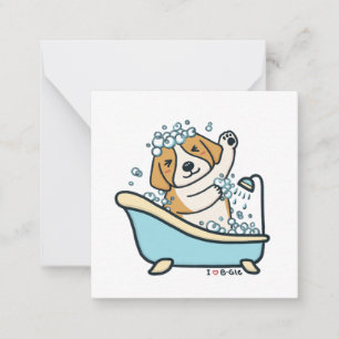 Cute Dog in a Shower Illustration Card