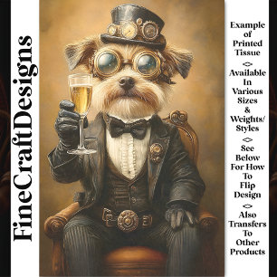 Cute Dog `In A Suit Toasting Cheers AH3O Decoupage Tissue Paper