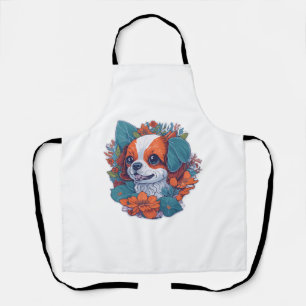 Cute Dog in Flowers Flowers Dog Puppy Floral Apron