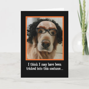 Cute Dog in Funny Mask Halloween Card