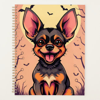Cute Dog in Halloween Scene With Pumpkins Planner