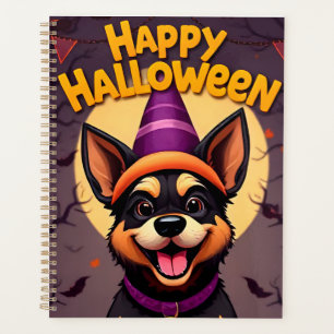 Cute Dog in Halloween Scene With Pumpkins Planner