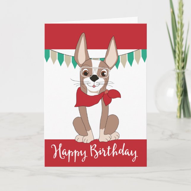 Cute Dog in Red Bandanna Birthday Card (Front)