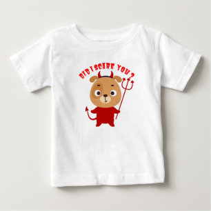 Cute dog in red devil costume holding a trident ba baby T-Shirt