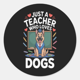 Cute Dog In School Classic Round Sticker