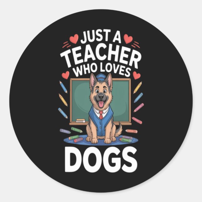 Cute Dog In School Classic Round Sticker (Front)