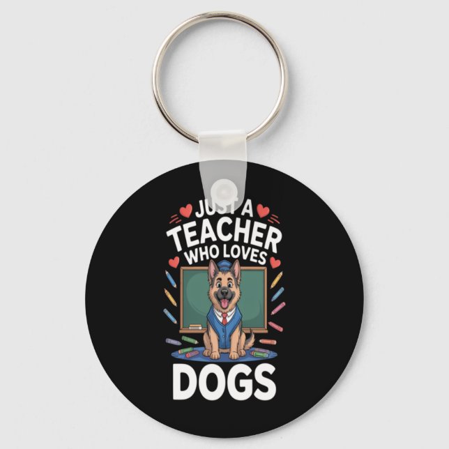 Cute Dog In School Key Ring (Front)