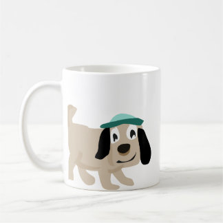 Cute Dog in Teal Cap Ceramic Coffee Mug
