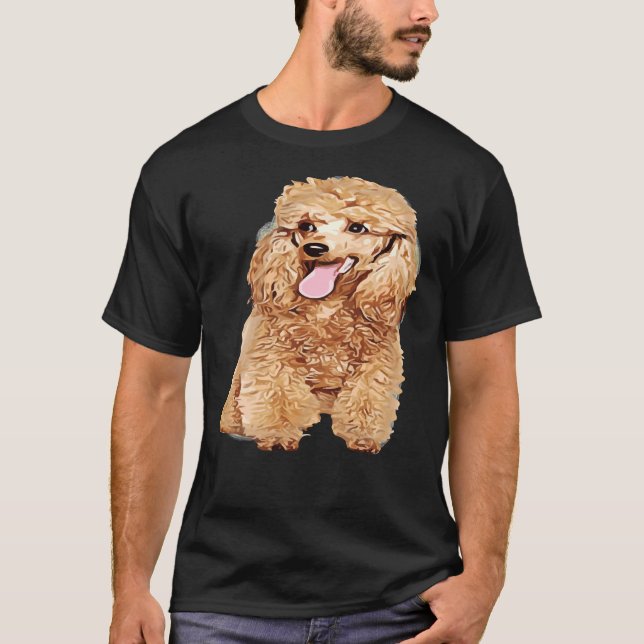 Cute Dog In Wig Funny Blonde Poodle T-Shirt (Front)