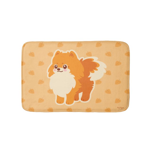 Cute Dog Kawaii Pomeranian Bath Mat (Front)