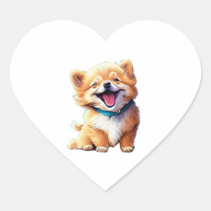 CUTE DOG laughing Classic T-Shirt Heart Sticker