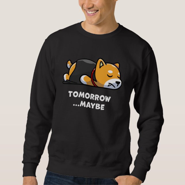 Cute Dog Lazy Vampire Halloween Maybe Morning Sweatshirt (Front)