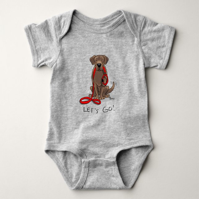 Cute Dog - Let's Go! Chocolate Labrador Retriever Baby Bodysuit (Front)