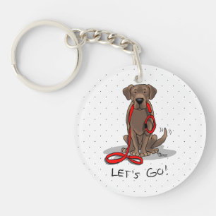 Cute Dog - Let's Go! Chocolate Labrador Retriever Key Ring