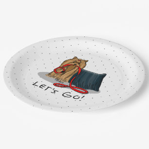 Cute Dog - Let's Go! Yorkshire Terrier (Yorkie) Paper Plate