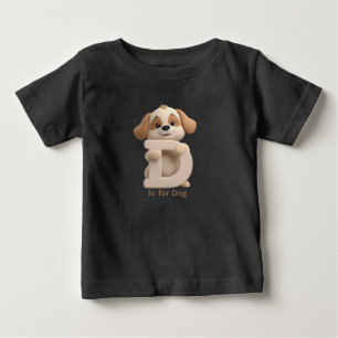 Cute Dog Letter D Kids T-Shirt   Animal Alphabet S