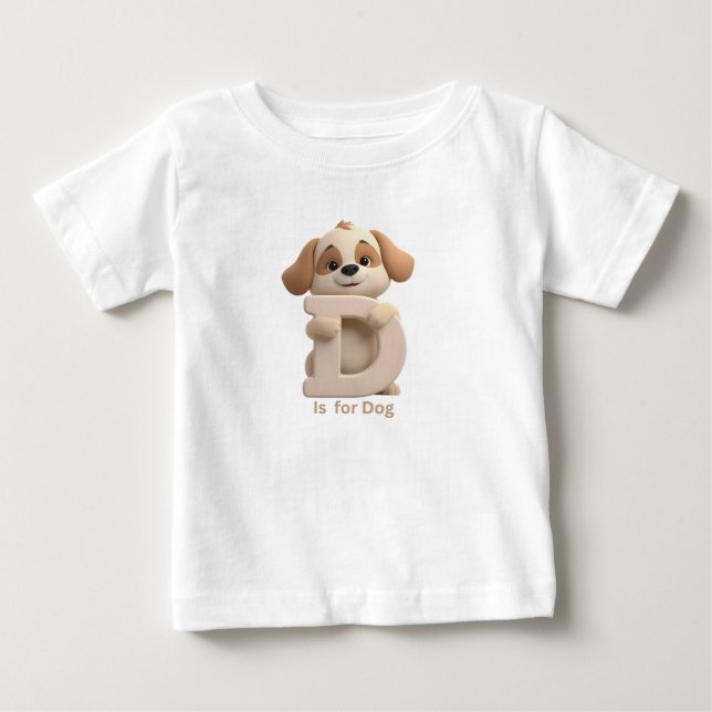 Cute Dog Letter D Kids T-Shirt | Animal Alphabet S (Front)