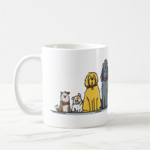 Cute Dog Lineup Illustration - Diverse Puppy Squad Coffee Mug