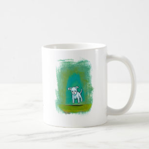 Cute dog little white puppy floating fun happy art coffee mug