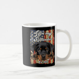 Cute Dog Love Rottweiler USA Flag Design Est 2024 Coffee Mug