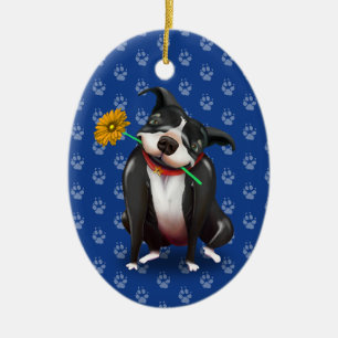 Cute Dog Lover Christmas Ornaments   Blue Pitbull