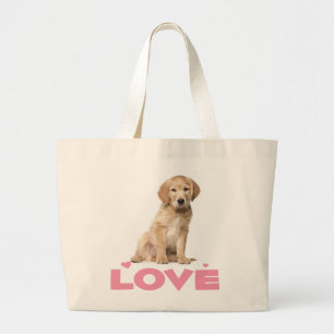 Cute Dog Lover Gift Puppy Golden Retriever Large Tote Bag