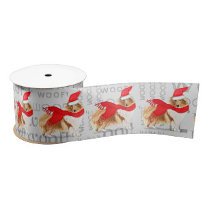Cute Dog Lover Holiday Rough Collie Christmas Satin Ribbon