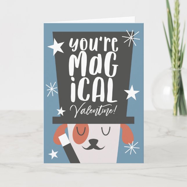 Cute Dog Magical Valentines Day Holiday Card (Front)