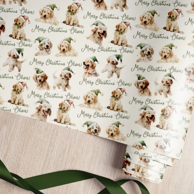Cute Dog Merry Christmas Wrapping Paper  (Creator Uploaded)