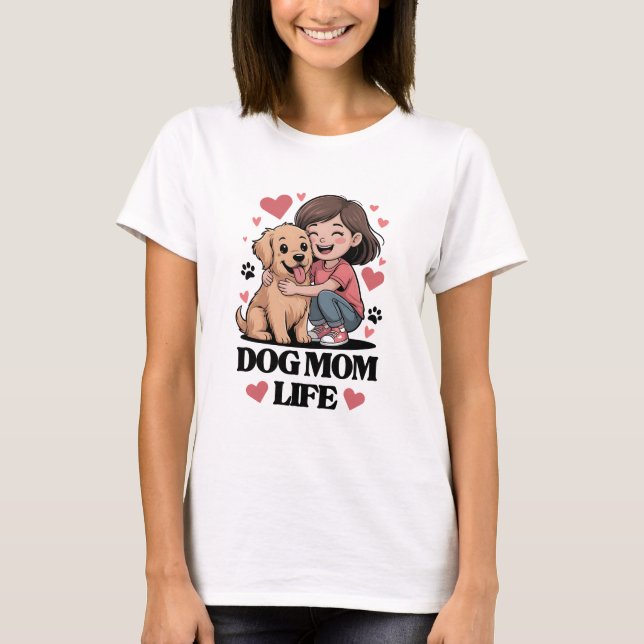 Cute Dog Mom Life Design Adorable Golden Retriever T-Shirt (Front)