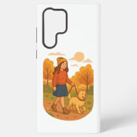 Cute Dog Mom Walking Pup in Cozy Forest 