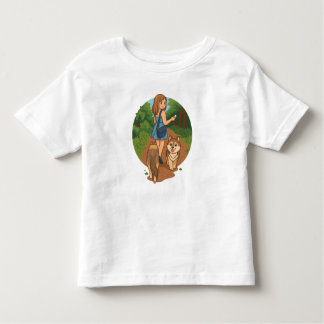 Cute Dog Mom Walking Puppies Forest Trail Illustra Toddler T-Shirt