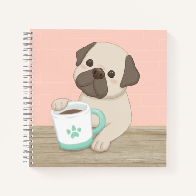 Cute Dog & Mug Illustration Art Notebook (Front)