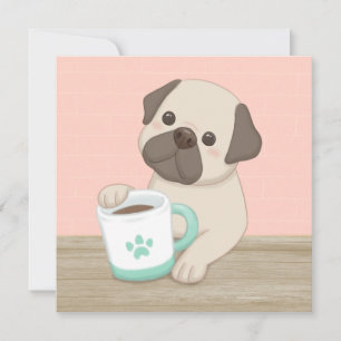 Cute Dog & Mug Illustration Art Thank You Card