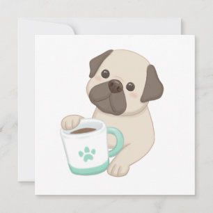 Cute Dog & Mug Illustration Holiday Card