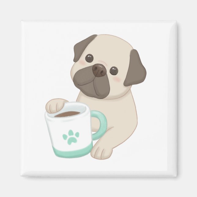 Cute Dog & Mug Illustration  Magnet (Front)