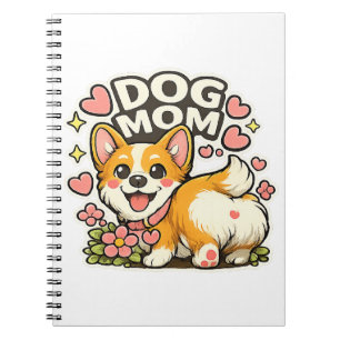 Cute Dog Mum Corgi Sticker Kawaii Flowe,Heart art Notebook