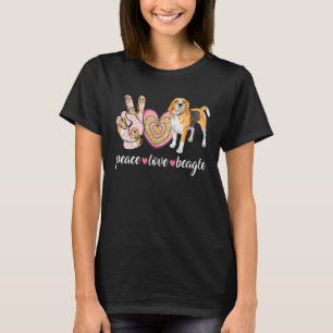 Cute Dog Mum Mother's Day Peace Love Beagle T-Shirt