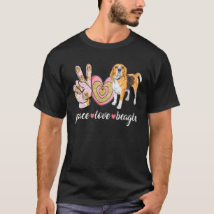 Cute Dog Mum Mother's Day Peace Love Beagle T-Shirt