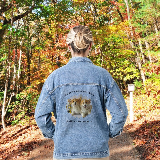 Cute Dog Mum Pet Photo Splash Personalised Denim Jacket (Creator Uploaded)