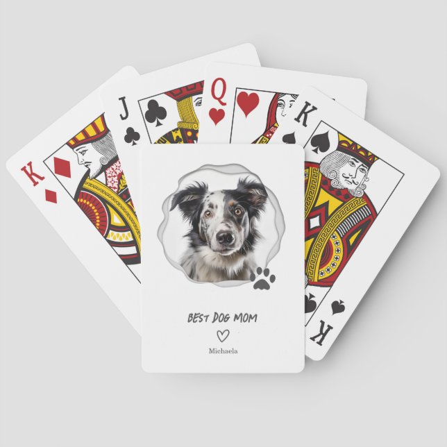 Cute Dog Mum Photo Playing Cards (Back)