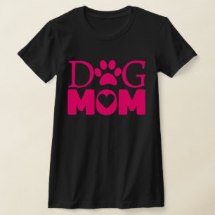 Cute Dog Mum Pink Paw and Heart  T-Shirt