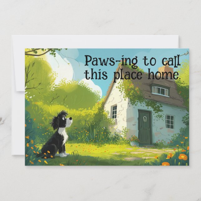 Cute Dog New Home Moving Card (Front)