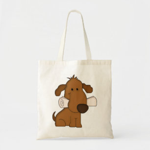 Cute dog newspaper tote reusable shopping bag
