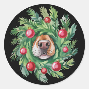 Cute Dog Nose Christmas Dog Mum Party Dogs Lover Classic Round Sticker