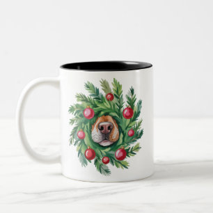 Cute Dog Nose Christmas Dog Mum Party Dogs Lover Two-Tone Coffee Mug