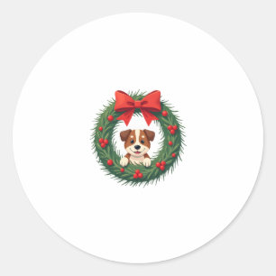Cute Dog Nose Christmas Wreath Christmas Dog Mom D Classic Round Sticker