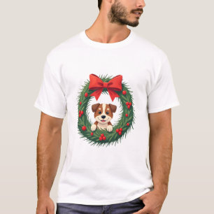 Cute Dog Nose Christmas Wreath Christmas Dog Mom D T-Shirt